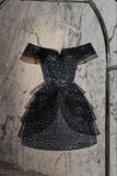 Vintage A line Spaghetti Straps Little Black Dress Short Mini Formal 8th Grade Homecoming Dresses Summer Middle School Hoco Dress Birthday Outfits HZ1121