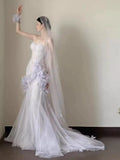 Sexy Mermaid Sweetheart Light Lilac Tulle Prom Dresses Party Dress Summer 20th Birthday Outfits Birthday Dresses HZ1121