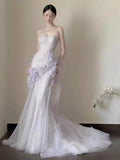 Sexy Mermaid Sweetheart Light Lilac Tulle Prom Dresses Party Dress Summer 20th Birthday Outfits Birthday Dresses HZ1121