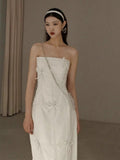 Vintage Wedding Dress Sheath Strapless Ivory Bow-knot Summer Beach Long Wedding Dresses Bridal Gowns HZ1121