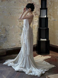 Vintage Wedding Dress A Line Spaghetti Straps Ivory Summer Beach Long Wedding Dresses Bridal Gowns HZ1121