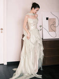 Modest A line Strapless Formal Prom Gown Summer Wedding Guest Dress Bridal Guest Dresses Wedding Outfits For Guest HZ1121