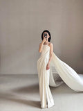 Pretty Wedding Dress Sheath Strapless White Long Satin Wedding Dresses Bridal Gowns Brides Gown HZ1121
