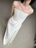 Pretty Wedding Dress Sheath Strapless White Long Satin Wedding Dresses Bridal Gowns Brides Gown HZ1121
