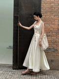 Sexy A line Square White Sleeveless Prom Dresses Party Dress Summer Birthday Outfits Birthday Dresses HZ1121