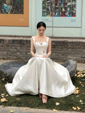 Sexy A line Square White Sleeveless Prom Dresses Party Dress Summer Birthday Outfits Birthday Dresses HZ1121