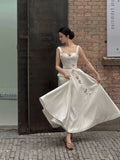 Sexy A line Square White Sleeveless Prom Dresses Party Dress Summer Birthday Outfits Birthday Dresses HZ1121