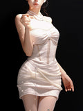 Pretty Sheath Halter White Sequin Summer 16th Birthday Dresses For Teens Hoco Dress Mini 18th Birthday Outfit Cocktail Dresses For Women HZ1121