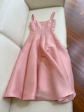 Vintage A line Square Neck Pink Long Evening Party Gowns Evening Formal Dresses Prom Dress HZ1121