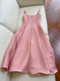 Vintage A line Square Neck Pink Long Evening Party Gowns Evening Formal Dresses Prom Dress HZ1121