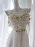Vintage A line Spaghetti Straps White Long Evening Party Gowns Evening Formal Dresses Prom Dress HZ1121