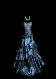 Vintage Mermaid Sweetheart Navy Blue Taffeta Long Prom Dresses Party Dress Birthday Outfits Graduation Dresses HZ1121