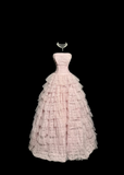 Pretty Ball Gown Strapless Tulle Light Pink Long Quinceanera Dress Formal Gowns Vestido De 15 Anos Sweet 16 Dress HZ1121