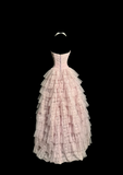Pretty Ball Gown Strapless Tulle Light Pink Long Quinceanera Dress Formal Gowns Vestido De 15 Anos Sweet 16 Dress HZ1121