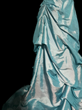 Pretty Ball Gown Sweetheart Blue Taffeta Long Quinceanera Dress Formal Gowns Vestido De 15 Anos Sweet 16 Dress HZ1121