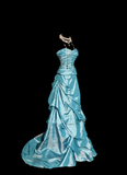 Pretty Ball Gown Sweetheart Blue Taffeta Long Quinceanera Dress Formal Gowns Vestido De 15 Anos Sweet 16 Dress HZ1121