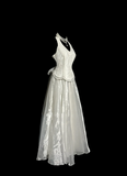 Vintage Bridal Gown 1960s Ball Gown Halter White Sleeveless Lace Long Wedding Dresses Elegant Bridal Gowns HZ1121