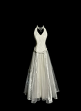 Vintage Bridal Gown 1960s Ball Gown Halter White Sleeveless Lace Long Wedding Dresses Elegant Bridal Gowns HZ1121