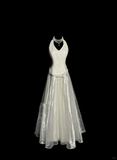 Vintage Bridal Gown 1960s Ball Gown Halter White Sleeveless Lace Long Wedding Dresses Elegant Bridal Gowns HZ1121