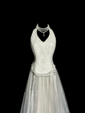 Vintage Bridal Gown 1960s Ball Gown Halter White Sleeveless Lace Long Wedding Dresses Elegant Bridal Gowns HZ1121