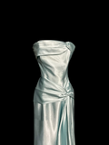 Vintage A line Strapless Sleeveless Light Sky Blue Satin Petite Mother Of Bride Dress Party Gown Floor Length For Summer Women Wedding HZ1121