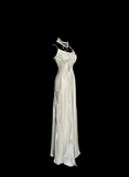 Vintage Mermaid Spaghetti Straps White Satin Long Prom Dresses Party Dress Birthday Outfits Graduation Dresses HZ1121