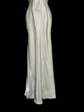 Vintage Mermaid Spaghetti Straps White Satin Long Prom Dresses Party Dress Birthday Outfits Graduation Dresses HZ1121