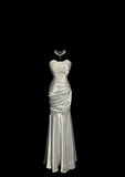Vintage Mermaid Sweetheart White Satin Long Prom Dresses Party Dress 20th Birthday Outfits Graduation Dresses HZ1121