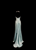 Vintage Mermaid Sweetheart Light Sky Blue Satin Long Prom Dresses Party Dress 20th Birthday Outfits Graduation Dresses HZ1121