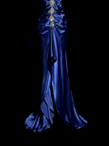 Vintage High Low Spaghetti Straps Royal Blue Satin Long Prom Dresses Party Dress 20th Birthday Outfits Graduation Dresses HZ1121