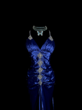 Vintage High Low Spaghetti Straps Royal Blue Satin Long Prom Dresses Party Dress 20th Birthday Outfits Graduation Dresses HZ1121