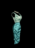 Vintage Sheath Square Neck Sleeveless Blue Satin Petite Mother Of Bride Dress Party Gown Knee Length For Summer Women Wedding HZ1121