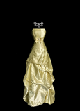Vintage Ball Gown Strapless Yellow Satin 90s Long Prom Dresses Party Dress 30th Birthday Outfits Graduation Dresses HZ1121