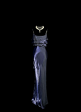 Vintage Mermaid Spaghetti Straps Navy Blue 1950s Retro Classy Satin Long Prom Dresses Party Dress 21st Birthday Outfits Graduation Dresses HZ1121