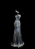 Vintage Mermaid Strapless Gray Satin 90s Long Prom Dresses Party Dress 30th Birthday Outfits Graduation Dresses HZ1121