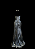 Vintage Mermaid Strapless Gray Satin 90s Long Prom Dresses Party Dress 30th Birthday Outfits Graduation Dresses HZ1121