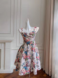 Pretty A line Straps Floral Satin Summer 16th Birthday Dresses For Teens Hoco Dress Mini 18th Birthday Outfit Cocktail Dresses For Women HZ1121
