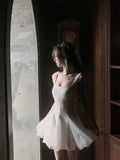 Pretty A line Square White Summer 16th Birthday Dresses For Teens Hoco Dress Mini 18th Birthday Outfit Cocktail Dresses For Women HZ1121