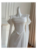 Elegant A line Spaghetti Straps Sleeveless White Chiffon Long Evening Party Gowns Evening Formal Dresses Prom Dress HZ1121