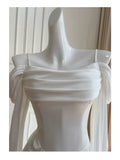 Elegant A line Spaghetti Straps Sleeveless White Chiffon Long Evening Party Gowns Evening Formal Dresses Prom Dress HZ1121