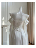 Elegant A line Spaghetti Straps Sleeveless White Chiffon Long Evening Party Gowns Evening Formal Dresses Prom Dress HZ1121
