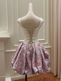 Pretty Ball Gown Square Neck Floral Summer 16th Birthday Dresses For Teens Hoco Dress Mini 18th Birthday Outfit Cocktail Dresses For Women HZ1121