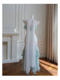 Elegant Mermaid Spaghetti Straps Sleeveless Chiffon Long Evening Party Gowns Evening Formal Dresses Prom Dress HZ1121