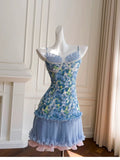 Pretty A line Spaghetti Straps Floral Summer 16th Birthday Dresses For Teens Hoco Dress Mini 18th Birthday Outfit Cocktail Dresses For Women HZ1121
