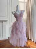 Pretty High Low Sweetheart Sleeveless Tulle Lilac Summer 16th Birthday Dresses For Teens Hoco Dress 18th Birthday Outfit Cocktail Dresses For Women HZ1121