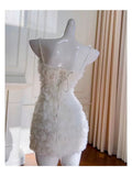 Pretty Sheath Square Neck White Floral Summer 16th Birthday Dresses For Teens Hoco Dress Mini 18th Birthday Outfit Cocktail Dresses For Women HZ1121