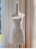 Pretty Sheath Square Neck White Floral Summer 16th Birthday Dresses For Teens Hoco Dress Mini 18th Birthday Outfit Cocktail Dresses For Women HZ1121