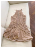 Pretty Sheath High Neck Champagne Summer 16th Birthday Dresses For Teens Hoco Dress Mini 18th Birthday Outfit Cocktail Dresses For Women HZ1121