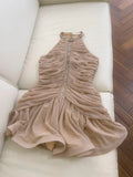 Pretty Sheath High Neck Champagne Summer 16th Birthday Dresses For Teens Hoco Dress Mini 18th Birthday Outfit Cocktail Dresses For Women HZ1121
