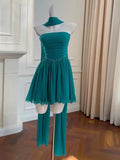 Pretty A line Strapless Chiffon Blue Summer 16th Birthday Dresses For Teens Hoco Dress Mini 18th Birthday Outfit Cocktail Dresses For Women HZ1121